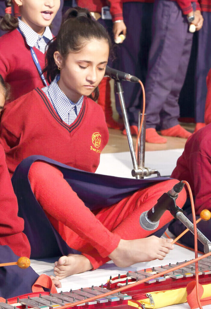 A child absorbed in music