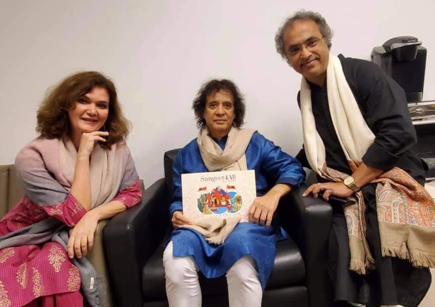 Ustad Zakir Hussain with the Dhwani book